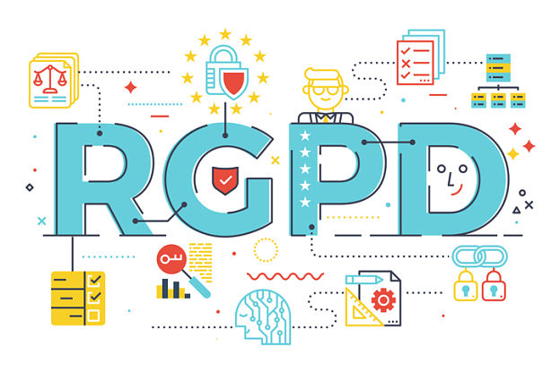 European GDPR (General Data Protection Regulation) word concept  illustration in Spanish abbreviation (RGPD)