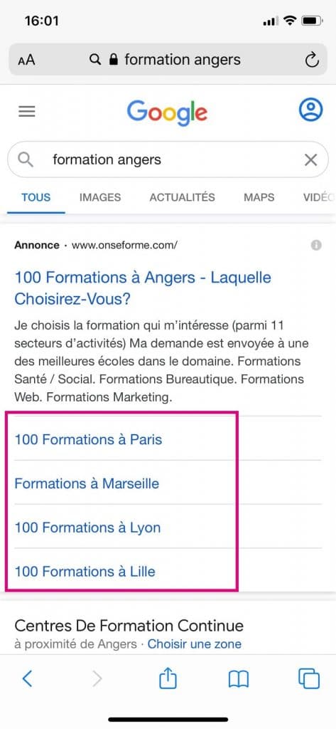 L’extension de lien annexe pour votre SEO local